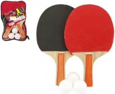 Teddies Sada stolní tenis/ping pong dřevěná 24cm s míčky v pouzdře - obrázek 1