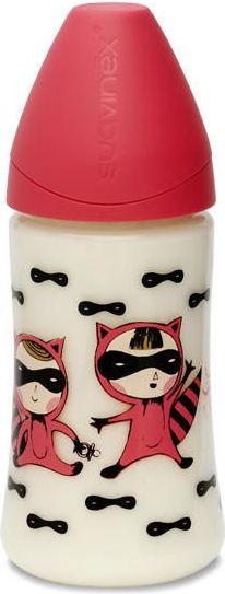 Láhev 270 ml anatomická savička latex Suavinex RŮŽOVÁ KOČKA - obrázek 1