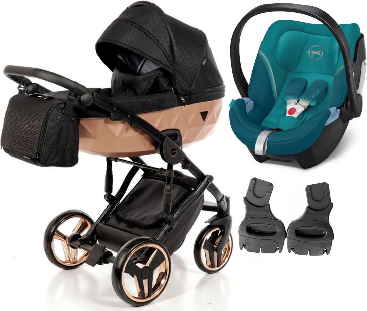 Set kočárek Junama Mirror Satin + Autosedačka Cybex Aton 5 + adaptéry - obrázek 1