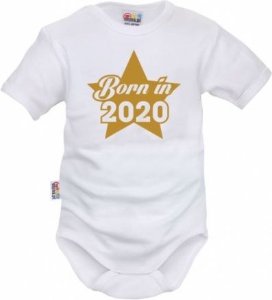 DEJNA Body krátký rukáv Born in 2020 - bílé, Velikost koj. oblečení 80 (9-12m) - obrázek 1