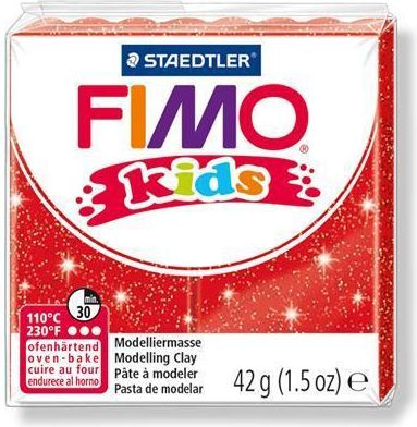 Modelovací hmota Fimo kids 42g červená se třpytkami - obrázek 1
