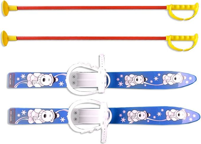 Akční set - modré plastové sáně Snow Star + Baby Ski 70 cm - dětské plastové lyže - modré - obrázek 3