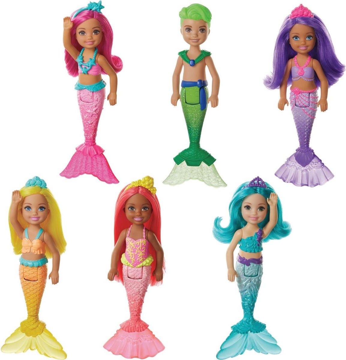 Mattel Barbie Chelsea mořská panna barevné - červené vlasy černoška - obrázek 1