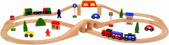 Eco toys Dřevěná vláčkodráha - 49 dílků - obrázek 1