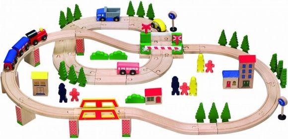 Dřevěná autodráha ECO TOYS - 75 dílků - obrázek 1