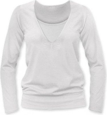 Kojící, těhotenské triko JULIE dl. rukáv - smetanová, Velikosti těh. moda S/M - obrázek 1