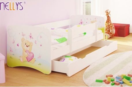Dětská postel Nellys ® s šuplíkem/ky - Míša srdíčko/bílé - obrázek 1