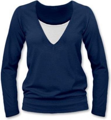 Kojící, těhotenské triko JULIE dl. rukáv - jeans , Velikosti těh. moda L/XL - obrázek 1