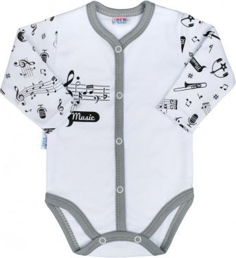 Kojenecké body celorozepínací New Baby Music, Bílá, 56 (0-3m) - obrázek 1