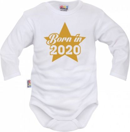 DEJNA Body dlouhý rukáv Born in 2020 - bílé, Velikost koj. oblečení 80 (9-12m) - obrázek 1