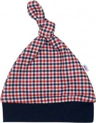 Kojenecká bavlněná čepička New Baby Checkered, Modrá, 68 (4-6m) - obrázek 1