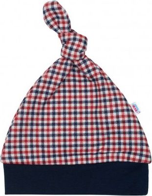 Kojenecká bavlněná čepička New Baby Checkered, Modrá, 56 (0-3m) - obrázek 1