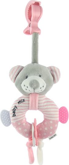 BABY MIX | Nezařazeno | Edukační plyšová hračka s klipem Baby Mix medvěd růžový | Růžová | - obrázek 1