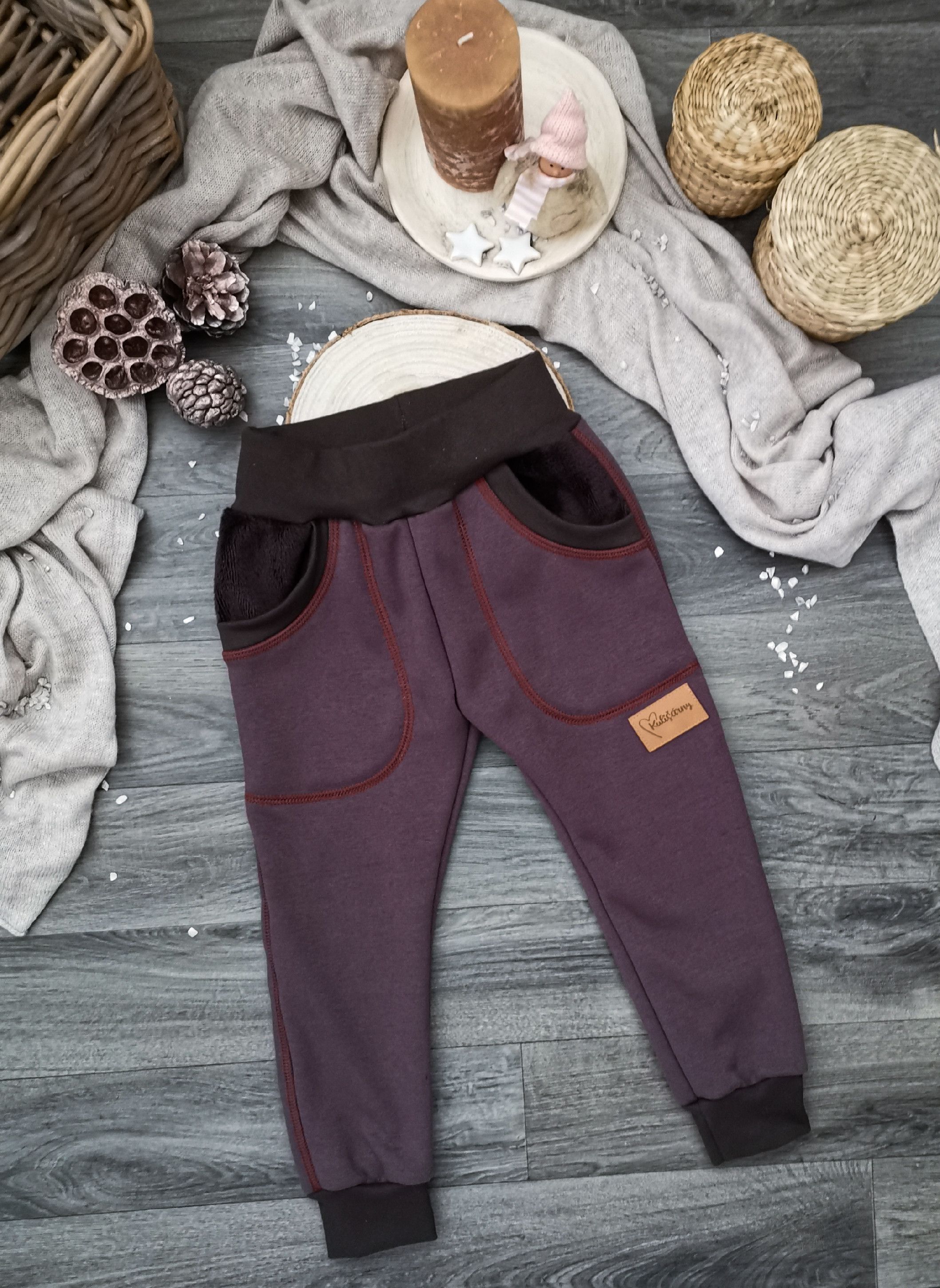 Kulišárny (handmade) Zateplené tepláčky ,,Brown,, VELIKOST: 98-104 - obrázek 1