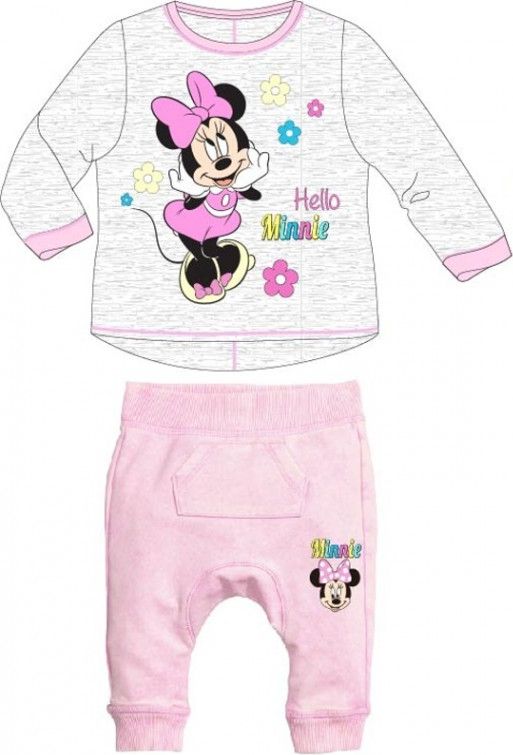 E plus M - Kojenecká / dívčí / dětská tepláková souprava / tričko / tepláky Minnie Mouse - Disney - šedá - vel. 80 - obrázek 1