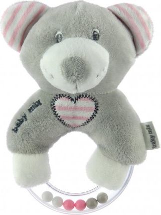 Dětské plyšové chrastítko Baby Mix medvěd růžový, Růžová - obrázek 1