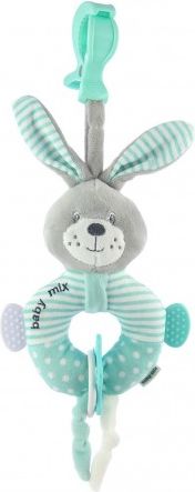Edukační plyšová hračka s klipem Baby Mix králík mátový, Zelená - obrázek 1