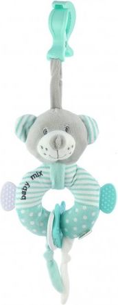 Edukační plyšová hračka s klipem Baby Mix medvěd mátový, Zelená - obrázek 1