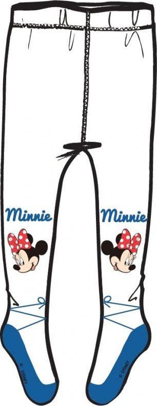 E plus M · Dětské / dívčí punčocháče Minnie Mouse - Disney - bílé s motivem modrých baletních špiček 98 / 104 - obrázek 1