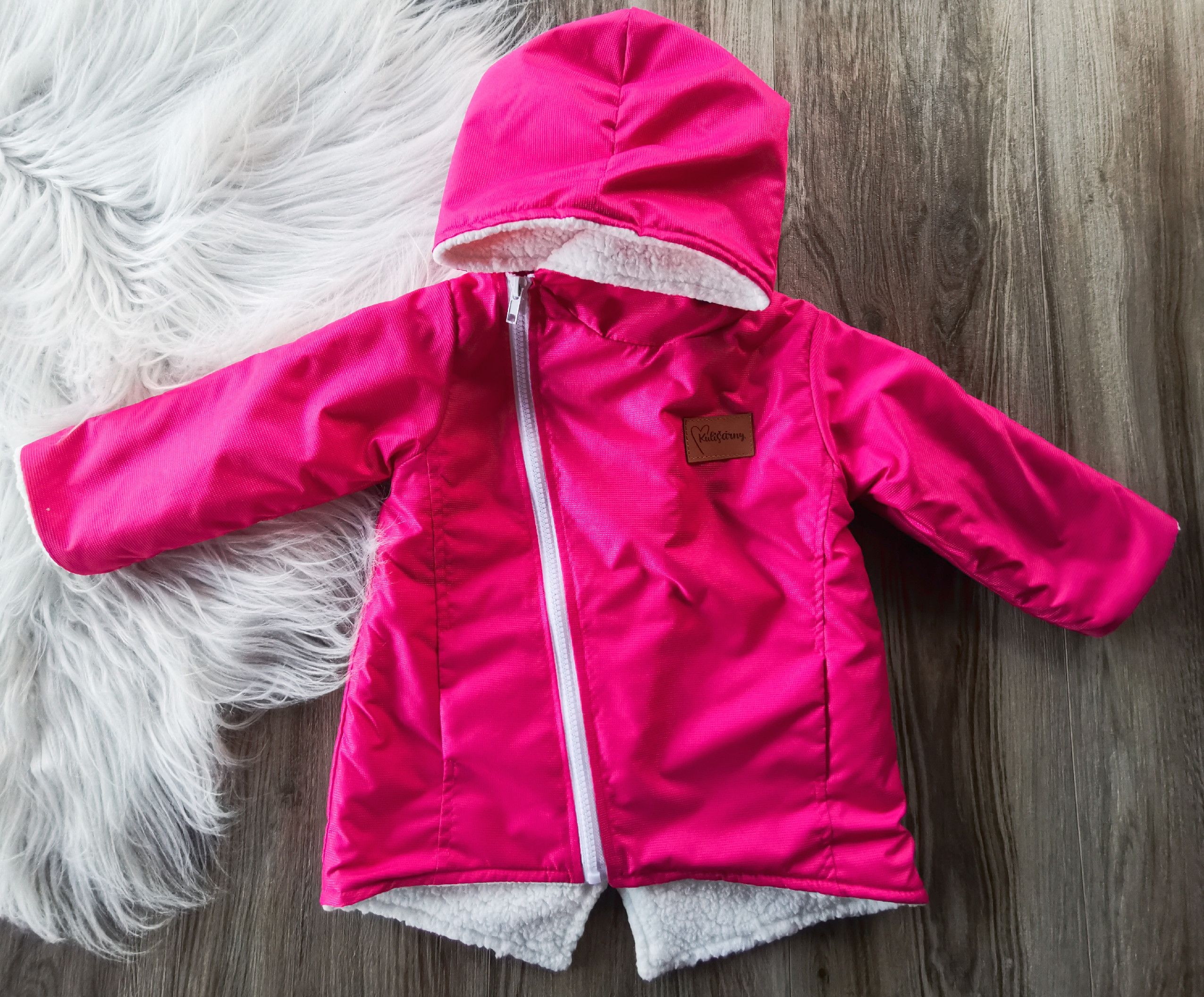 Kulišárny (handmade) Šusťáková bunda s beránkem Magenta VELIKOST: 92 - obrázek 1