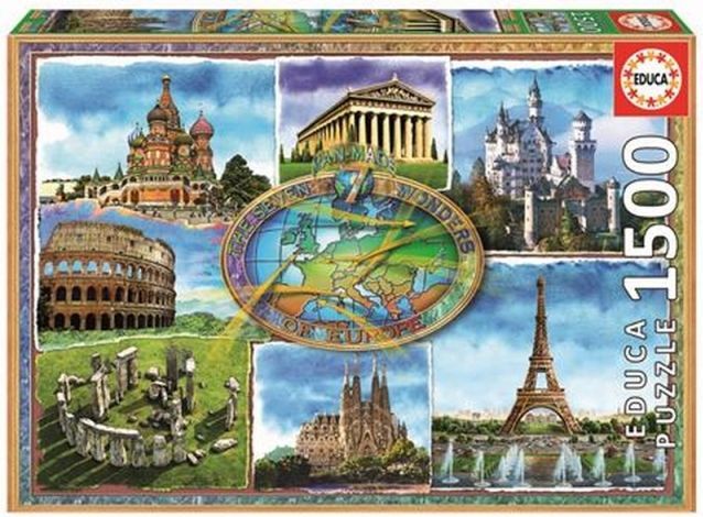 Educa Puzzle 1500 dílků - 7 evropských divů - obrázek 1