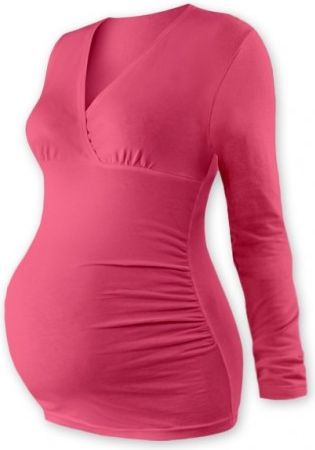 Těhotenské triko/tunika dlouhý rukáv EVA - losos. růžové, Velikosti těh. moda M/L - obrázek 1