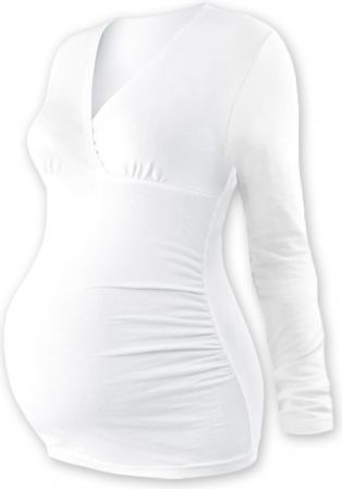 Těhotenské triko/tunika dlouhý rukáv EVA - bílé, Velikosti těh. moda L/XL - obrázek 1