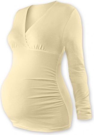 Těhotenské triko/tunika dlouhý rukáv EVA - latte, Velikosti těh. moda M/L - obrázek 1