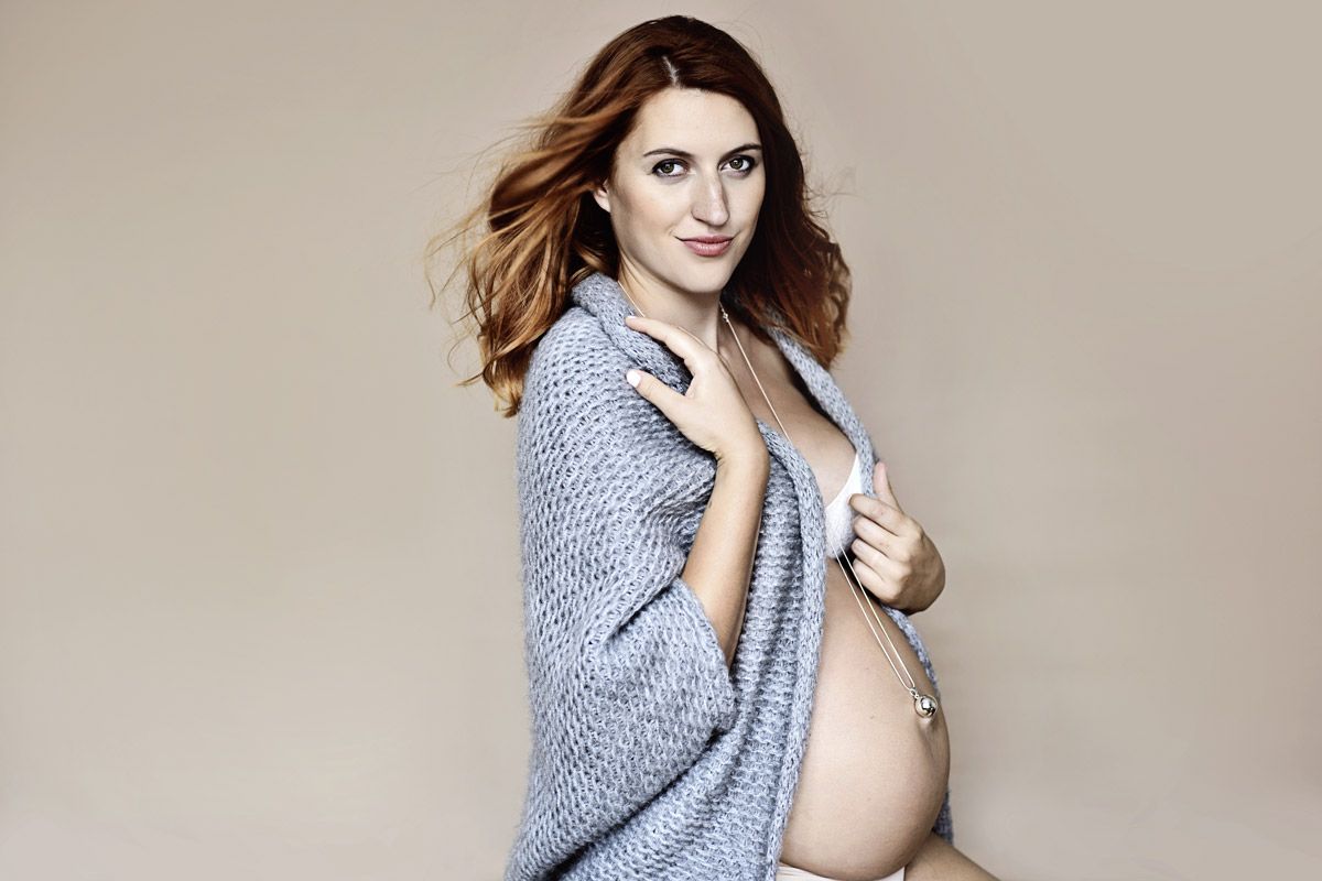 Náhrdelník těhotenská rolnička MummyBell čtyřlístek modrá - obrázek 8