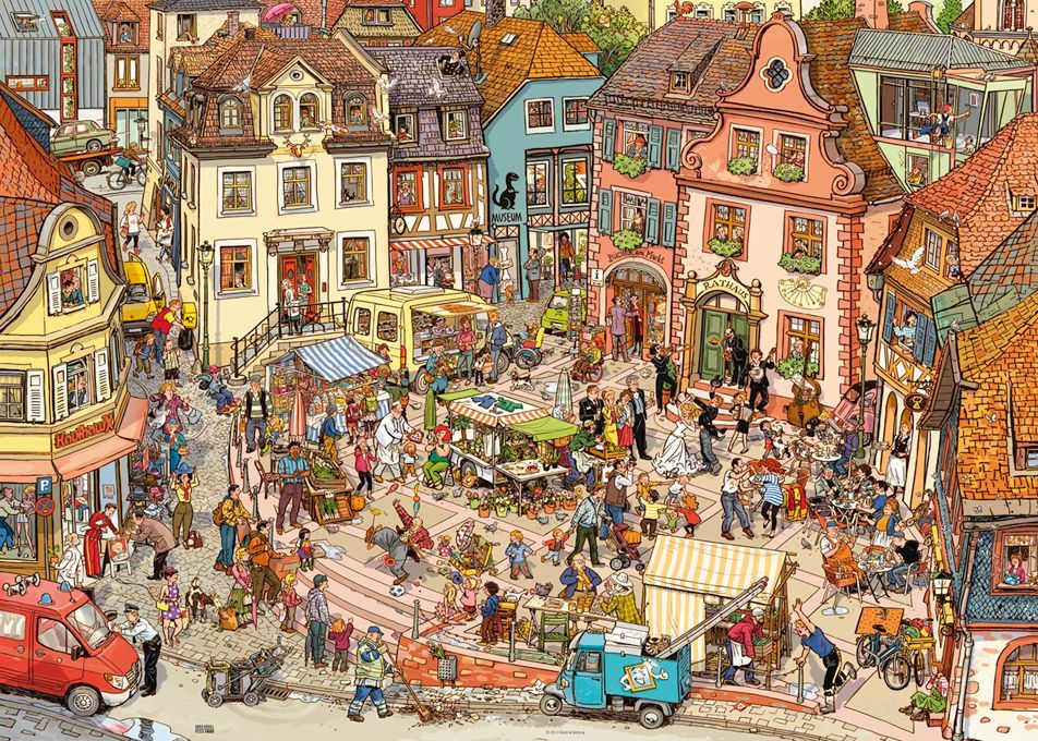 Heye Puzzle 1000 dílků Göbel/Knorr - Market Place - obrázek 1