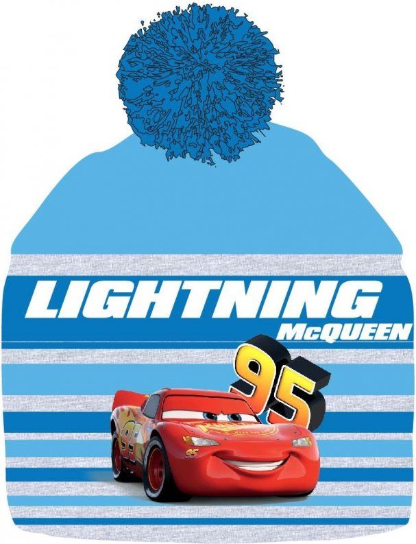 E plus M · Chlapecká zimní čepice s bambulí Auta - McQueen - modrá 54 - obrázek 2