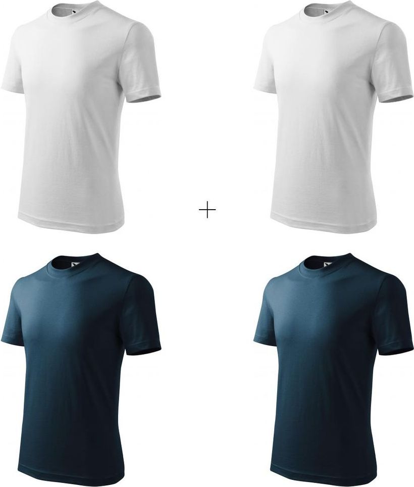Malfini 4x Dětské tričko klasické (Bílé + Bílé + Tmavomodré + Tmavomodré) - obrázek 1