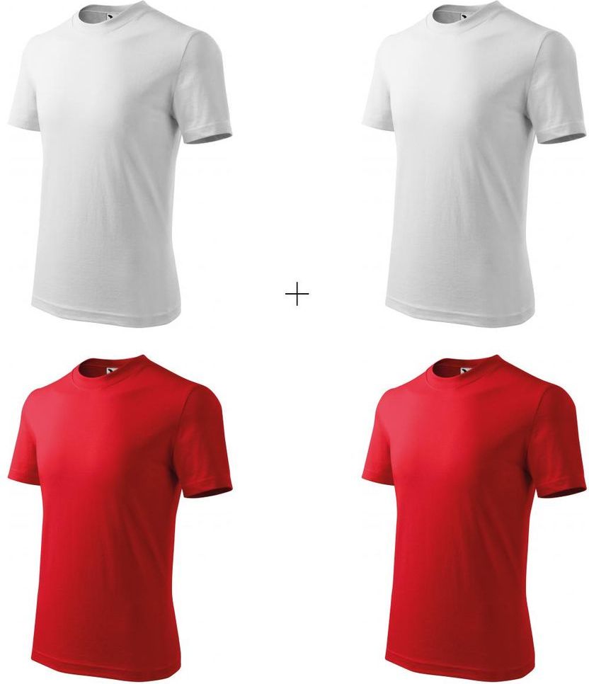 Malfini 4x Dětské tričko klasické (Bílé + Bílé + Červené + Červené) - obrázek 1