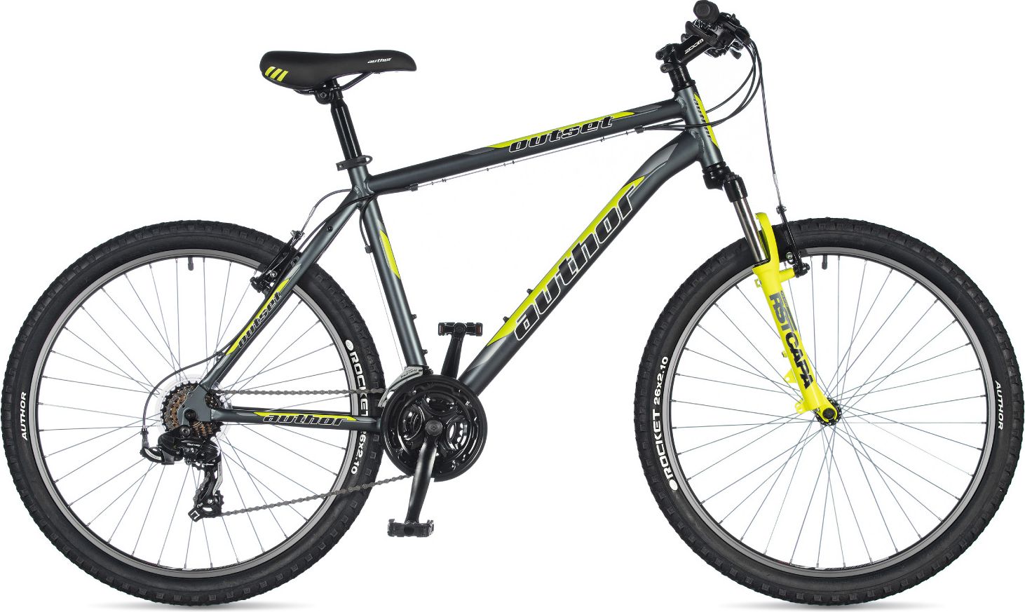 Author Outset 26 2020 15" šedá-matná/žlutá-neon Mtb XC - obrázek 1