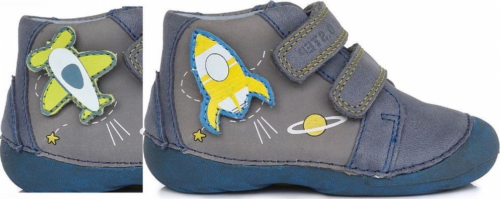 D-D-step chlapecké kotníkové boty s výměnnou aplikací 20 šedá/modrá - obrázek 1