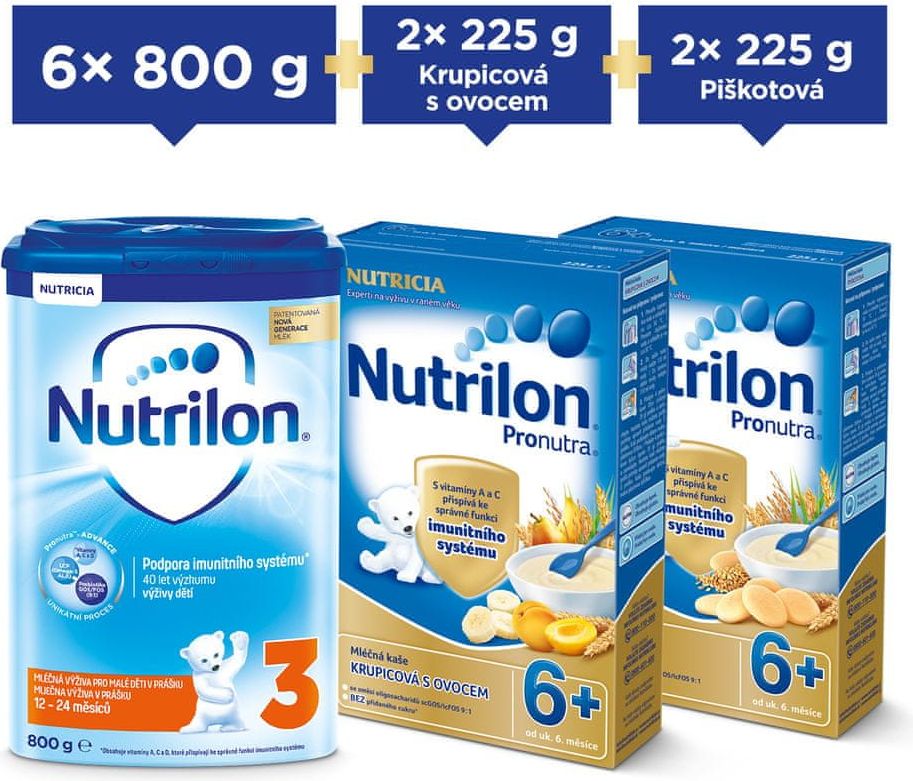 Nutrilon 3 batolecí mléko 6x 800g + Nutrilon kaše 4x 225g - obrázek 1