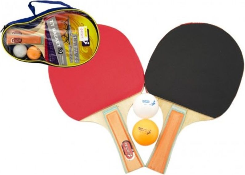 Teddies Sada stolní tenis/ping pong dřevěná 25cm s míčky v pouzdře - obrázek 1