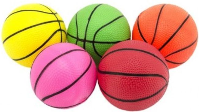 Teddies Míček basketbal guma 8,5cm 5 barev v síťce - obrázek 1