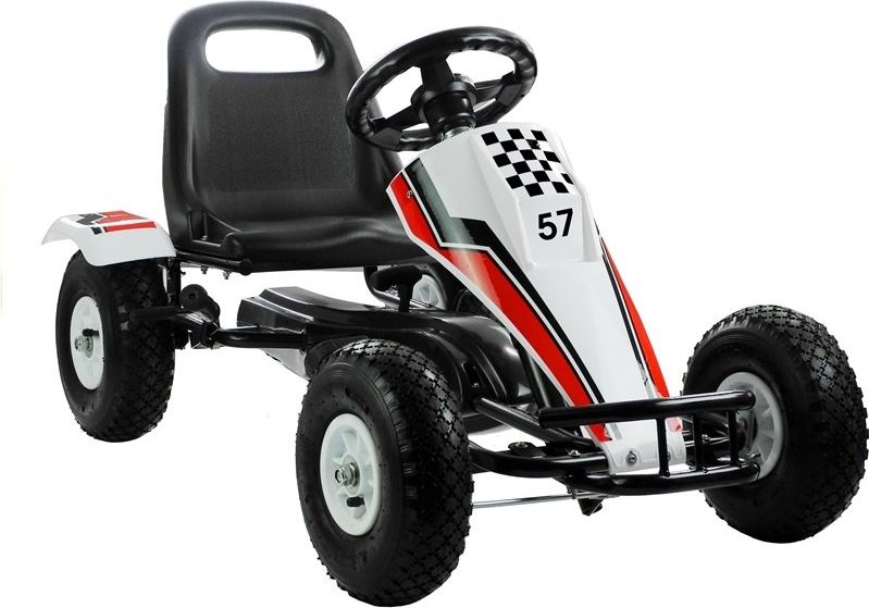 Mamido  Dětská šlapací motokára Gokart s nafukovacími koly bílá  3833 - obrázek 1