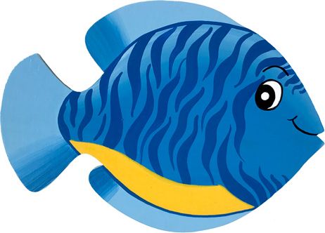 Dětská dřevěná dekorace Rybka Zebrovka – modrá na zeď - obrázek 1