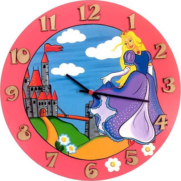 Nástěnné dřevěné Dětské hodiny Princezna - obrázek 1