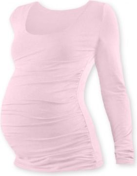 Těhotenské triko JOHANKA s dlouhým rukávem - sv. růžová, Velikosti těh. moda XXL/XXXL - obrázek 1