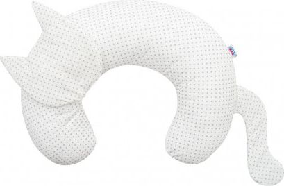 Kojící polštář New Baby Kočka Velvet bílý s puntíky, Bílá - obrázek 1