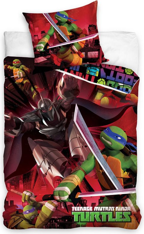 Carbotex Povlečení Želvy Ninja Trhač bavlna 140/200 cm, 70/90 cm - obrázek 1