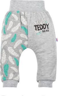 NEW BABY Kojenecké bavlněné tepláčky New Baby Wild Teddy Šedá 56 (0-3m) - obrázek 1
