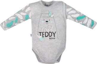 NEW BABY Kojenecké body s bočním zapínáním New Baby Wild Teddy Šedá 56 (0-3m) - obrázek 1