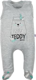 NEW BABY Kojenecké bavlněné dupačky New Baby Wild Teddy Šedá 56 (0-3m) - obrázek 1