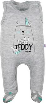 NEW BABY Kojenecké bavlněné dupačky New Baby Wild Teddy Šedá 68 (4-6m) - obrázek 1