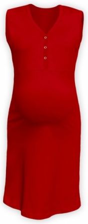 Těhotenská, kojící noční košile PAVLA bez rukávu - červená, Velikosti těh. moda S/M - obrázek 1