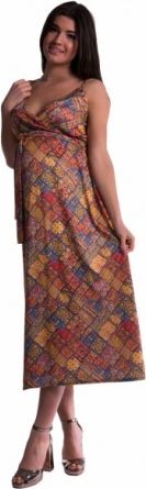 Dlouhé těhotenské šaty s ramínky - cihlové, Velikosti těh. moda S/M - obrázek 1